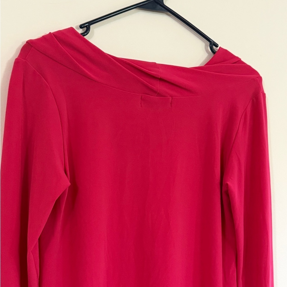 Sympli Women's 6 Top Blouse Draped Scoop Neck Long Sleeve Bright Pink Lagenlook - Picture 7 of 7